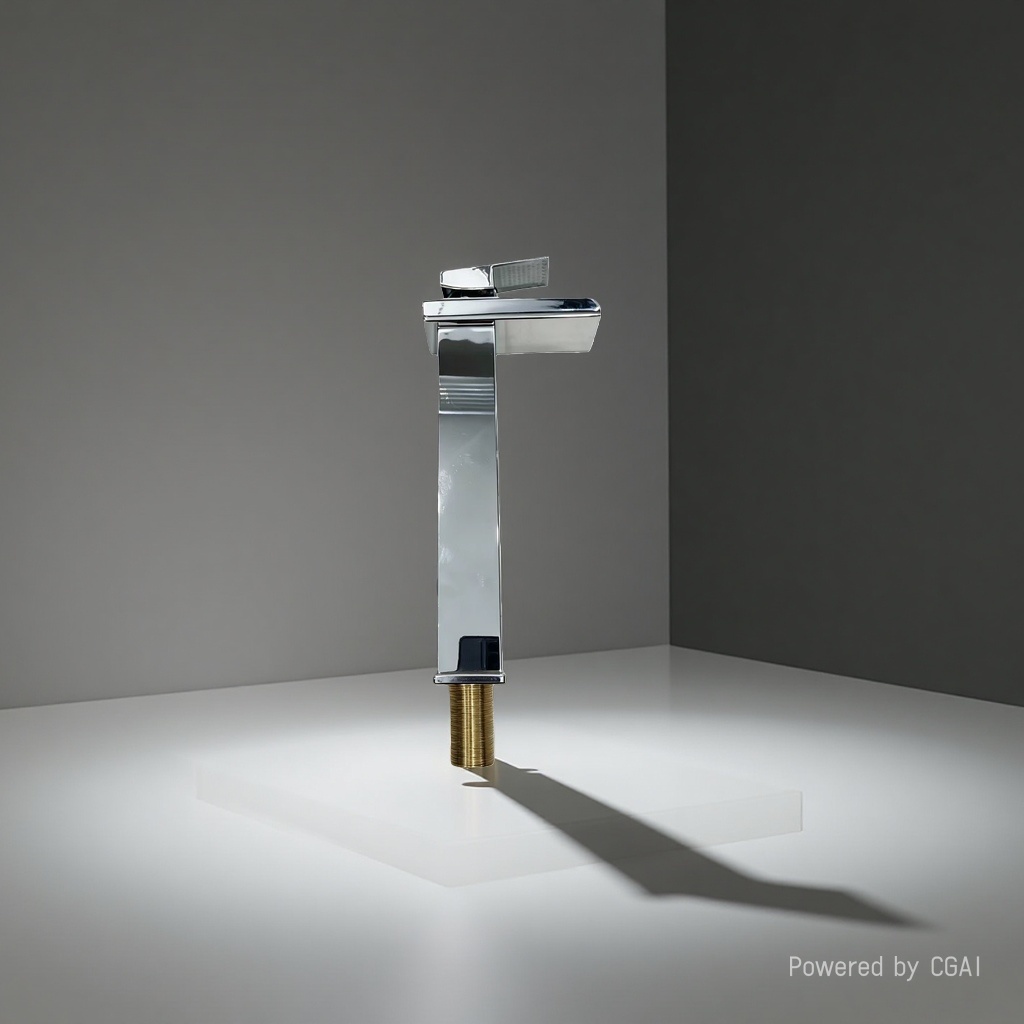 Bright chrome square raised washbasin faucet, hot and cold washbasin faucet Specification image