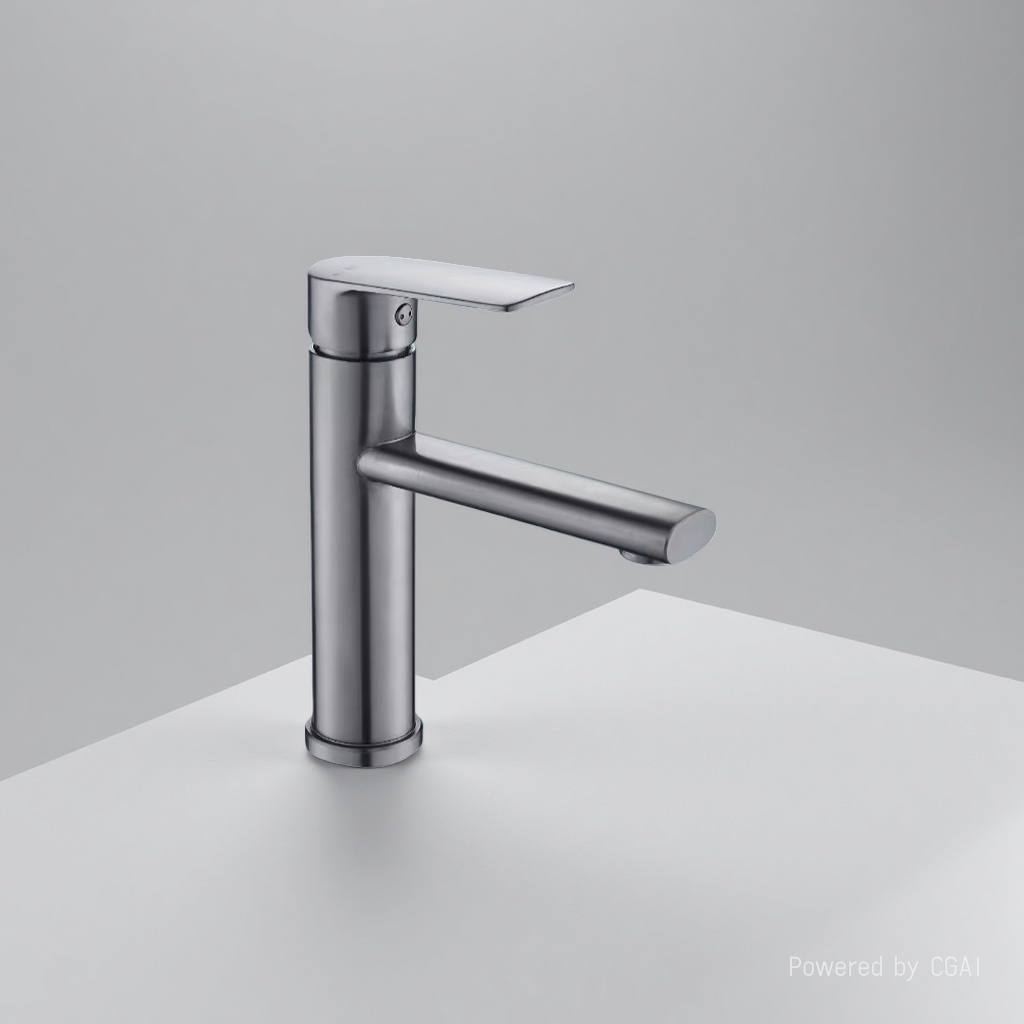 Gun grey square basin faucet, modern minimalist home bathroom washbasin, universal bathroom faucet details Picture