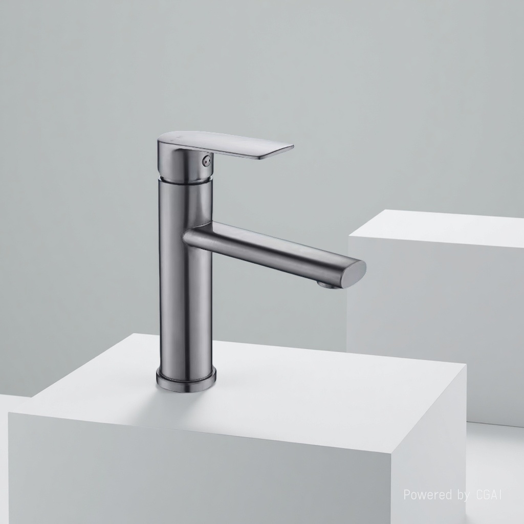 Gun grey square basin faucet, modern minimalist home bathroom washbasin, universal bathroom faucet Application Scenario