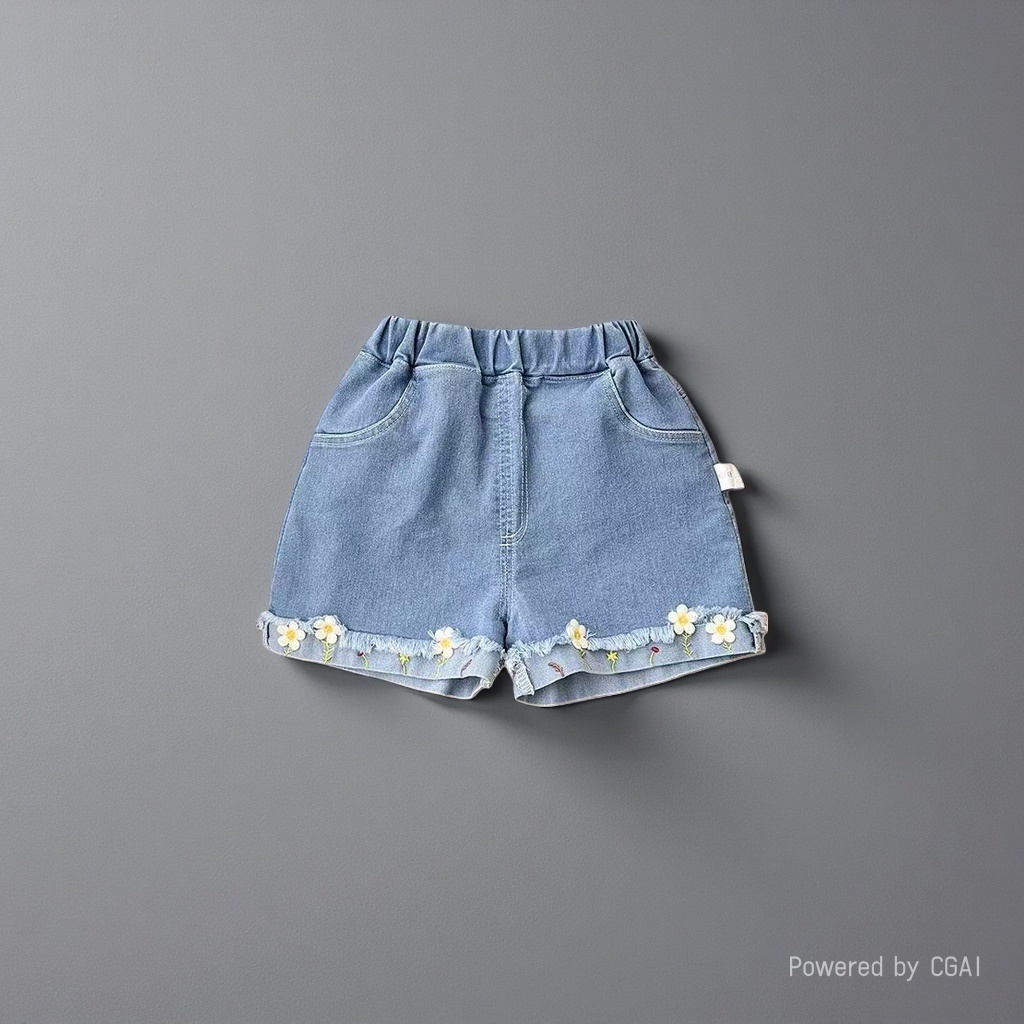 Summer new children's Korean-style stylish flower-embroidered loose girls' shorts are versatile and can be worn over thin denim shorts Specification image