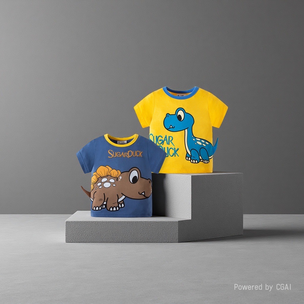 Children's cartoon 3D dinosaur boy T-shirt, summer Korean cartoon top, children's short sleeve 163528486