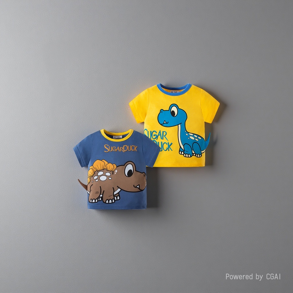 Children's cartoon 3D dinosaur boy T-shirt, summer Korean cartoon top, children's short sleeve 163528486 details Picture