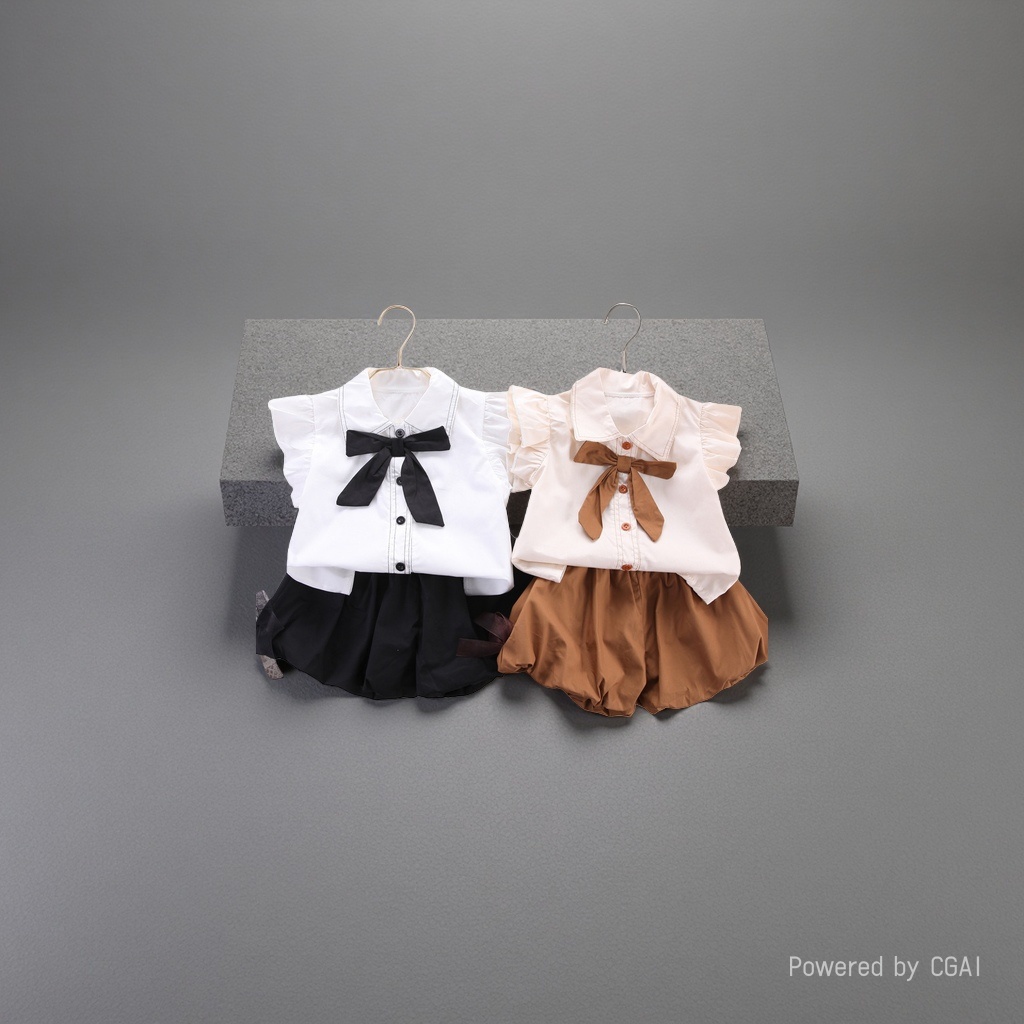 The new summer style of small flying sleeve shirt and flower bud pants, a stylish two-piece set for foreign trade children's clothing, is a trendy set for girls Application Scenario