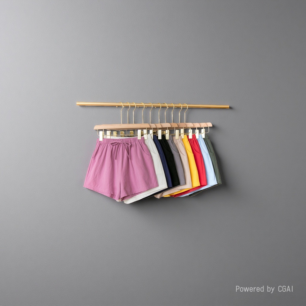 Cotton and linen shorts, women's summer high-waisted wide-leg pants, loose and casual summer wear, slimming home three-inch pants details Picture