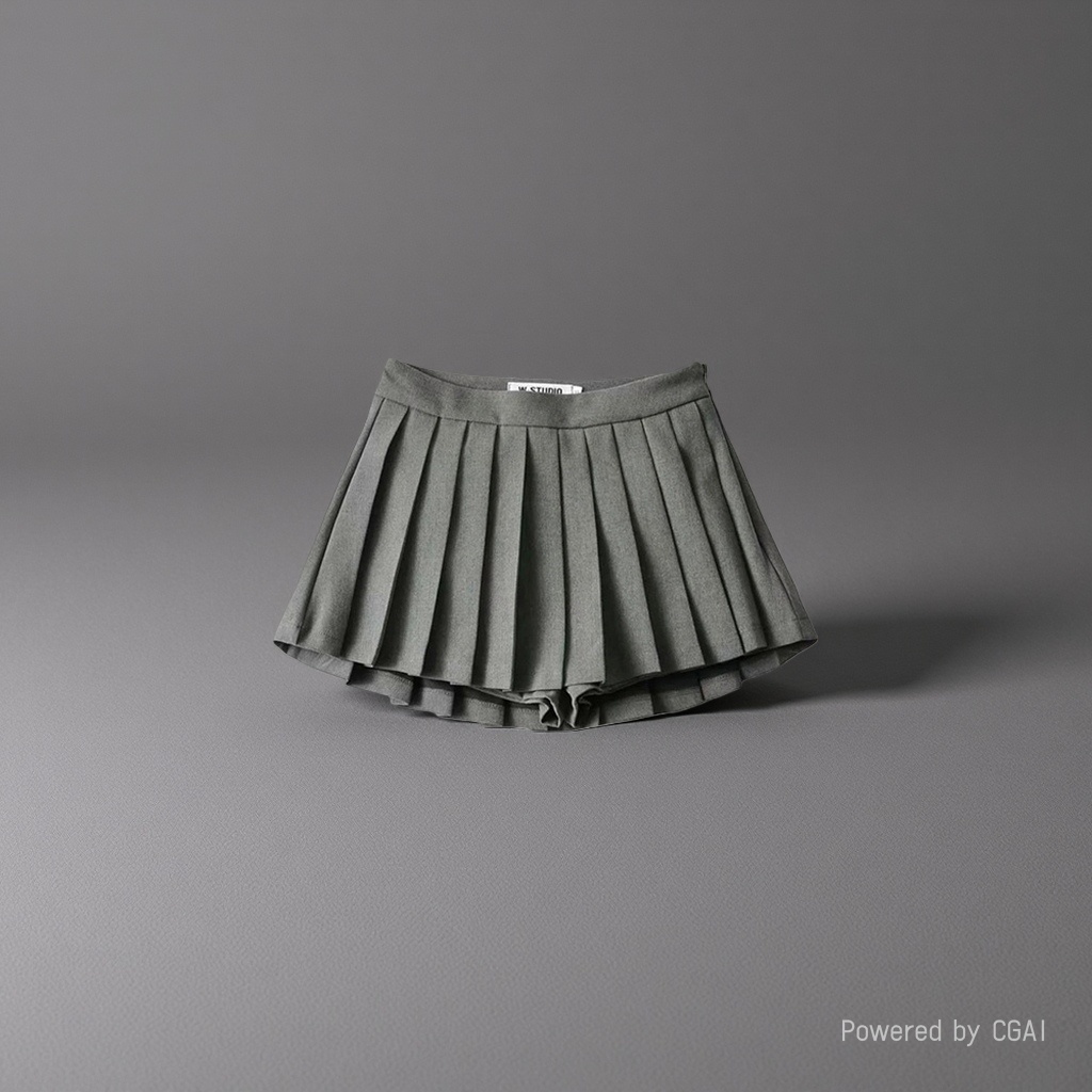 Retro anti-glare ultra-short skirt, hot girl mini A-line skirt, girl's front short and back long high-waisted pleated skirt details Picture