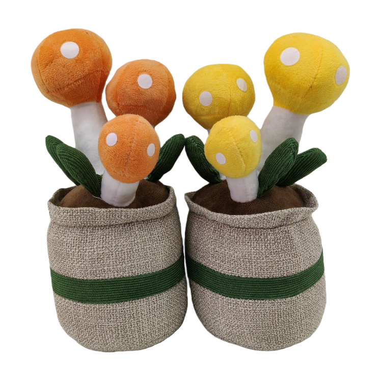 Orange-yellow mushroom potted plant doll, cute desktop decoration, home decoration, small mushroom plush toy