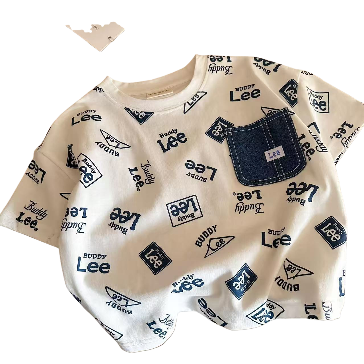 Children's short-sleeved T-shirt, summer men's 2025 new style, children's full-print top, trendy brand, baby pocket half-sleeved T-shirt, women's thin style, 164201052 Item Picture