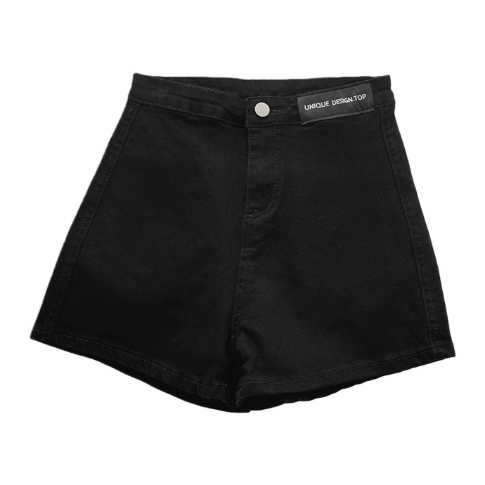 Women's black high-waisted denim shorts and men's loose casual jeans Item Picture