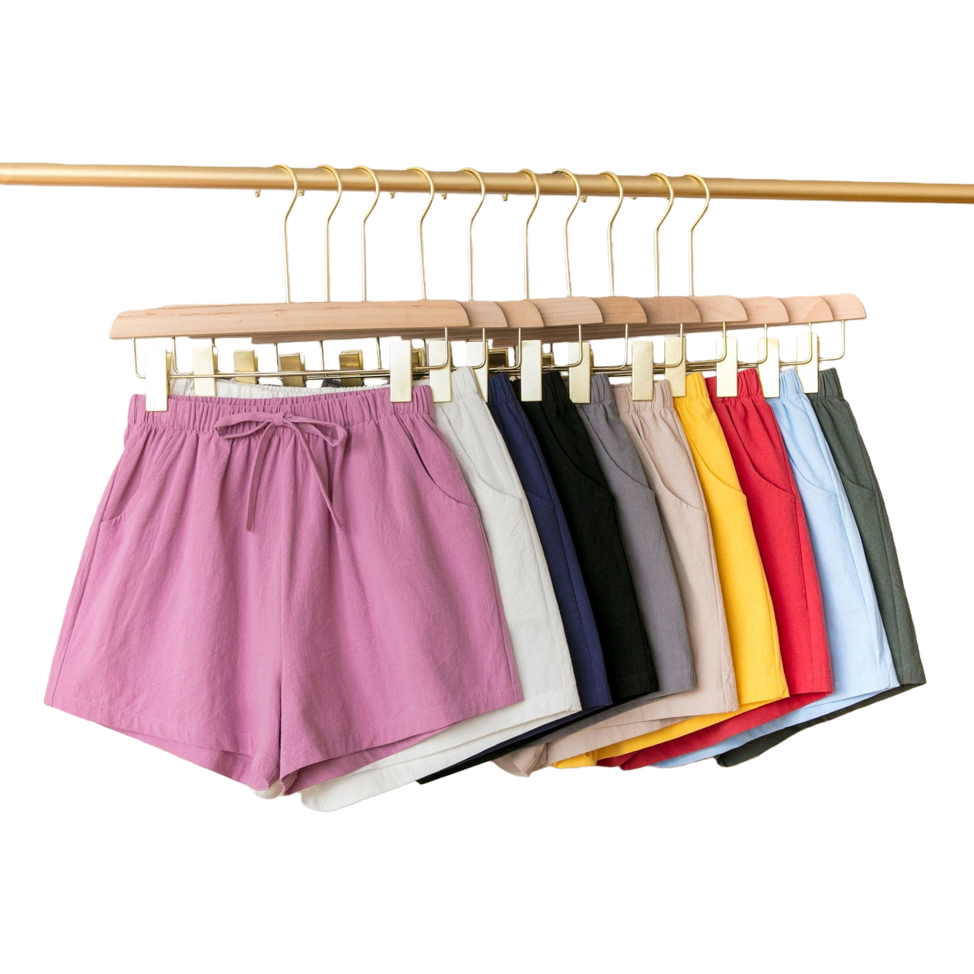 Cotton and linen shorts, women's summer high-waisted wide-leg pants, loose and casual summer wear, slimming home three-inch pants Item Picture