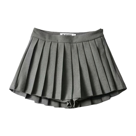 Retro anti-glare ultra-short skirt, hot girl mini A-line skirt, girl's front short and back long high-waisted pleated skirt Item Picture