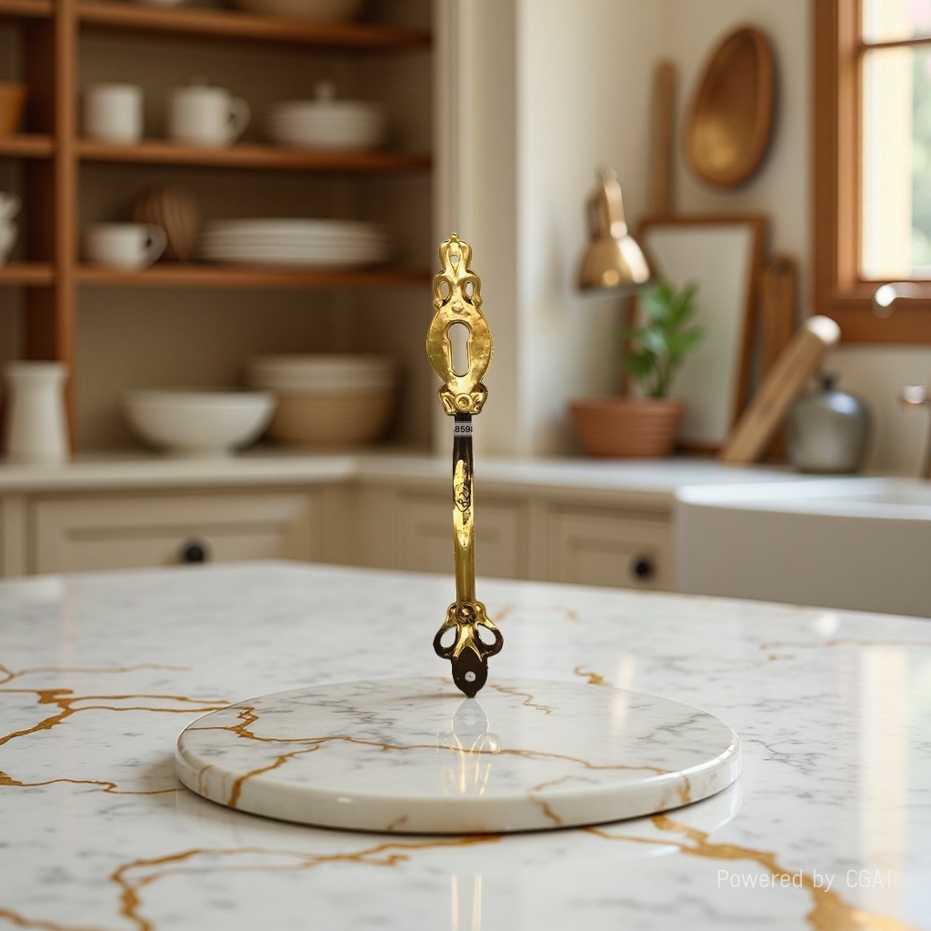 Golden carved built-in cabinet handles, furniture hardware handles, door handles details Picture