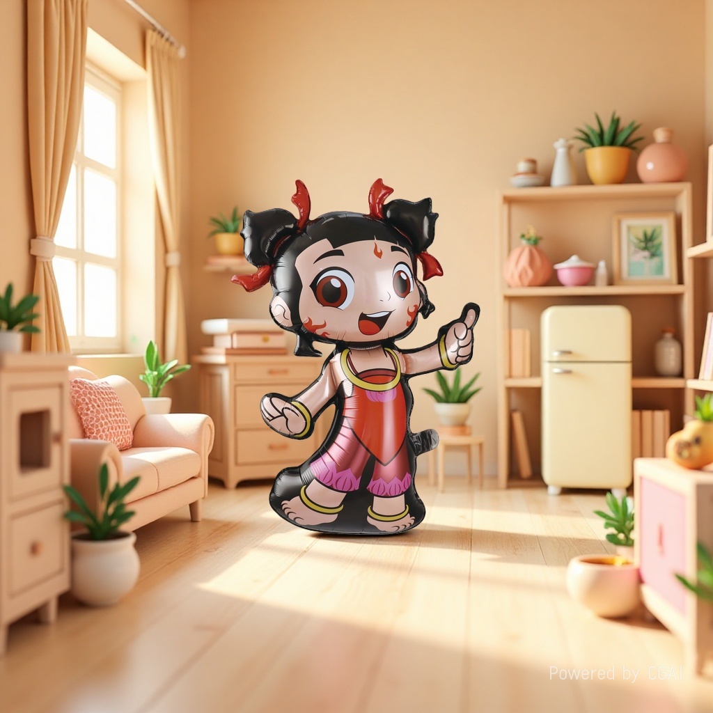 红色消防员造型斑点狗毛毛立体气球 波波球生日派对用品（有授权）
