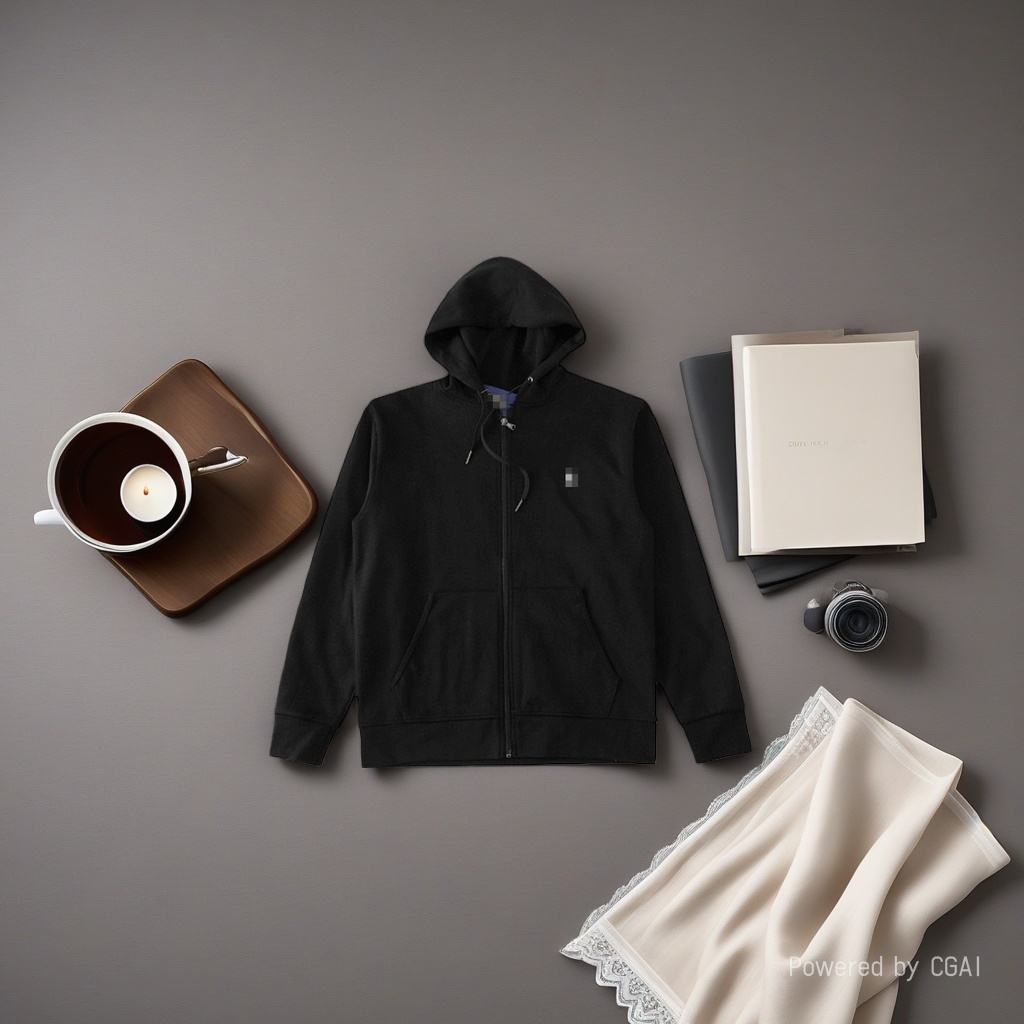 Cross-border Amazon hot-selling basic style, scannable code, small horse LOGO embroidered logo, unisex zipper cardigan hoodie Specification image