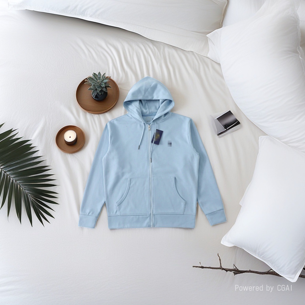 Cross-border Amazon hot-selling basic style, scannable code, small horse LOGO embroidered logo, unisex zipper cardigan hoodie details Picture