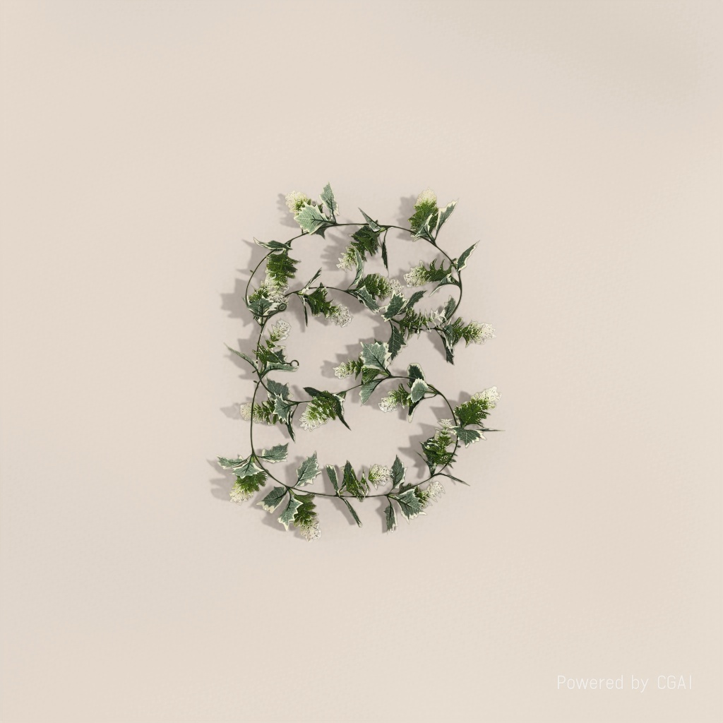 Artificial vine, green vine wreath, white edge, green leaf, small white flower, rose, double petal, Christmas long wall, green plant, vine details Picture
