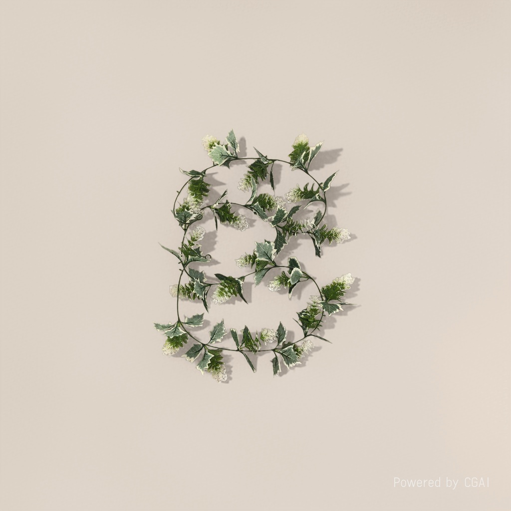Artificial vine, green vine wreath, white edge, green leaf, small white flower, rose, double petal, Christmas long wall, green plant, vine Application Scenario