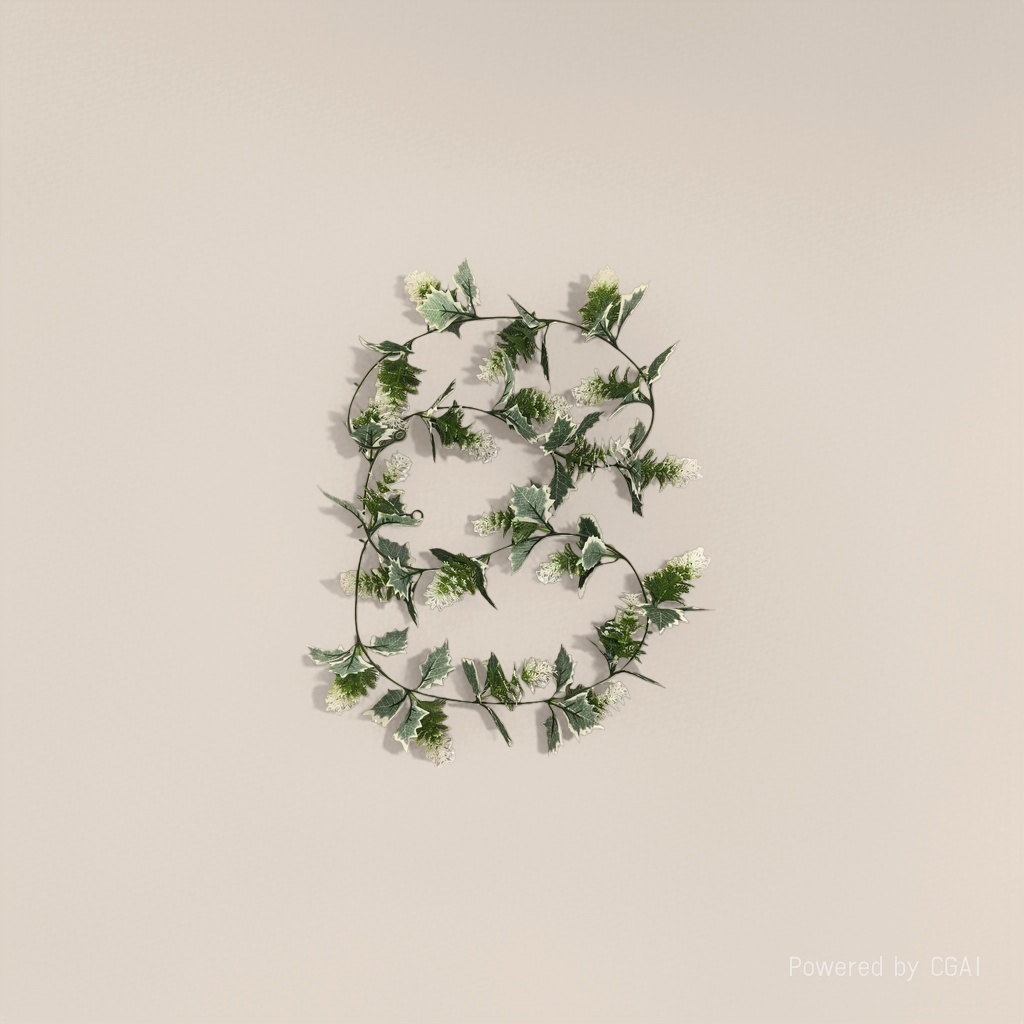 Artificial vine, green vine wreath, white edge, green leaf, small white flower, rose, double petal, Christmas long wall, green plant, vine
