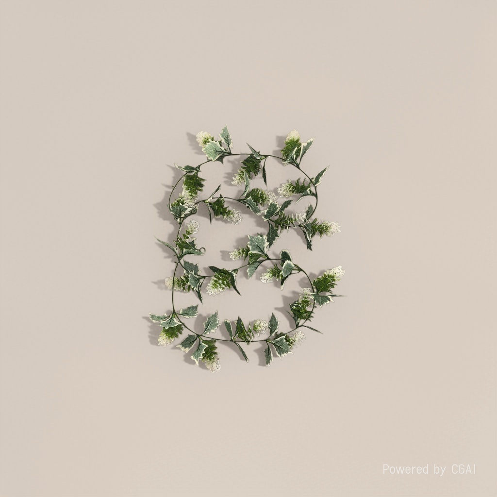 Artificial vine, green vine wreath, white edge, green leaf, small white flower, rose, double petal, Christmas long wall, green plant, vine Specification image