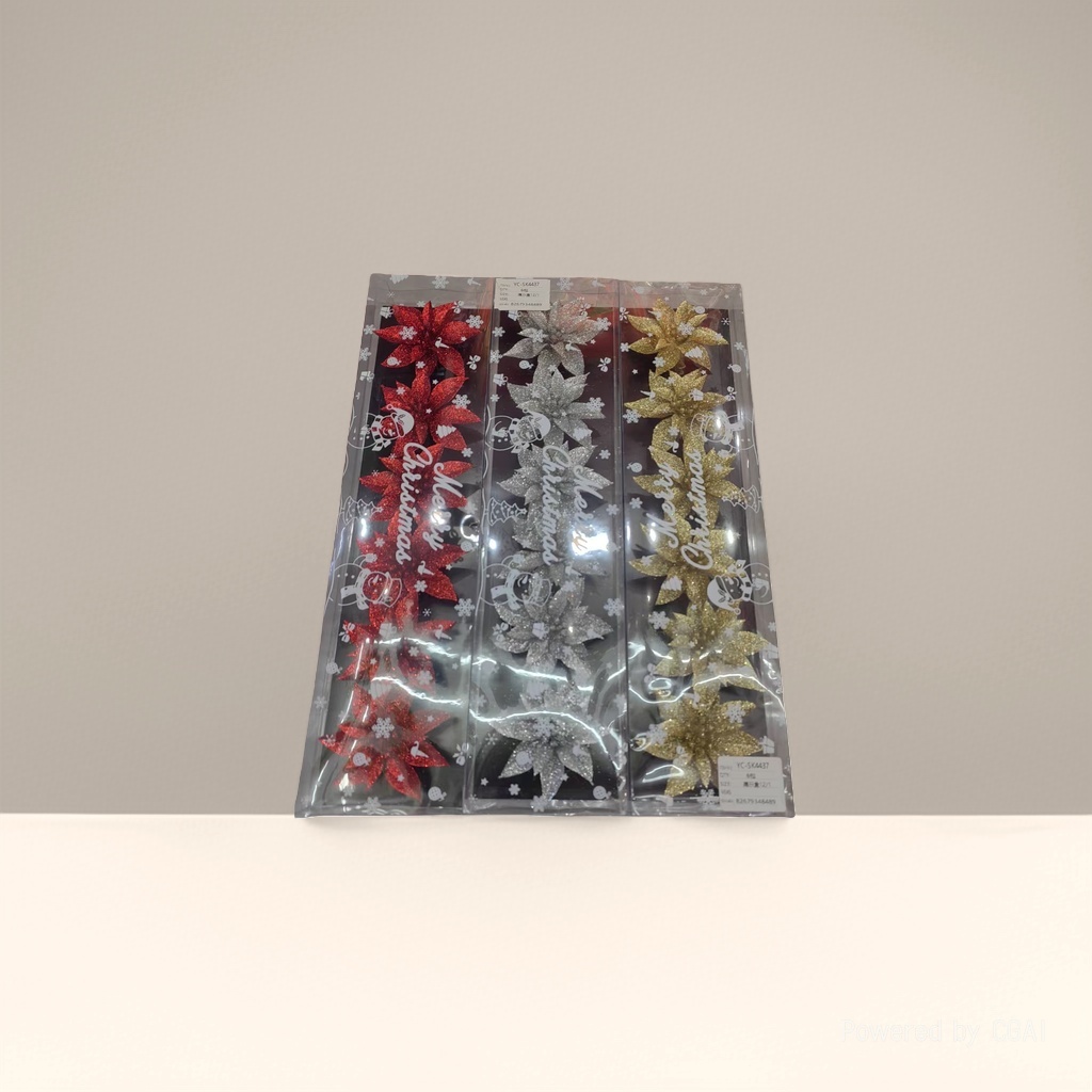 金色银色红色圣诞花装饰品圣诞树装饰圣诞用品图