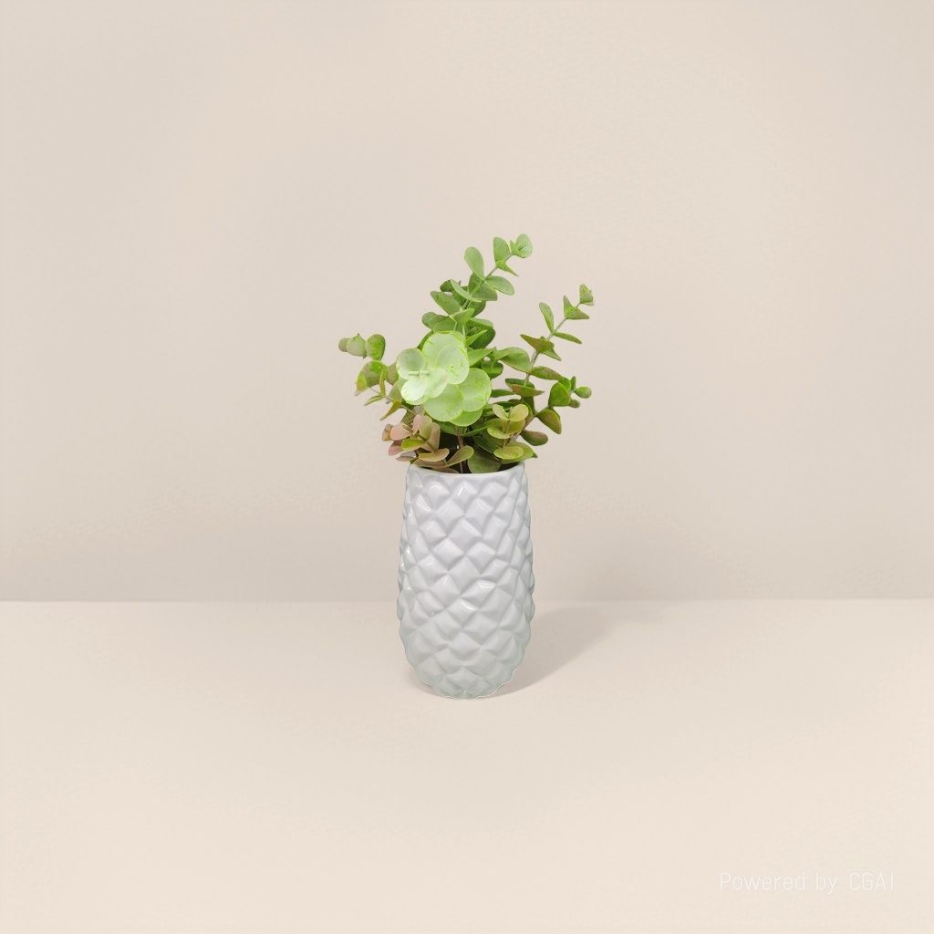 白色菱格塑料陶瓷花盆容器种植箱配绿植