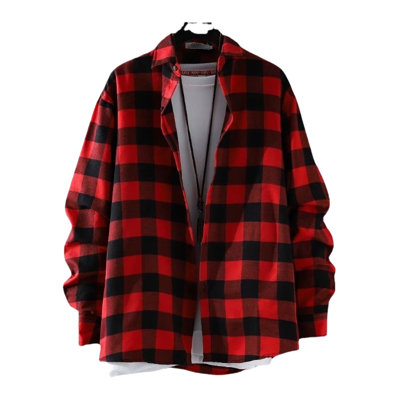 Otoño japonés blanco y negro cuadros camisa manga larga hombre diseño sentido nicho vintage sabor puerto suelto blusa versátil abrigo 105237877 Item Picture