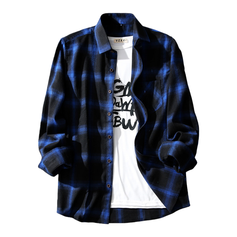 Otoño japonés blanco y negro cuadros camisa manga larga hombre diseño sentido nicho vintage sabor puerto suelto blusa versátil abrigo 105313608 Item Picture