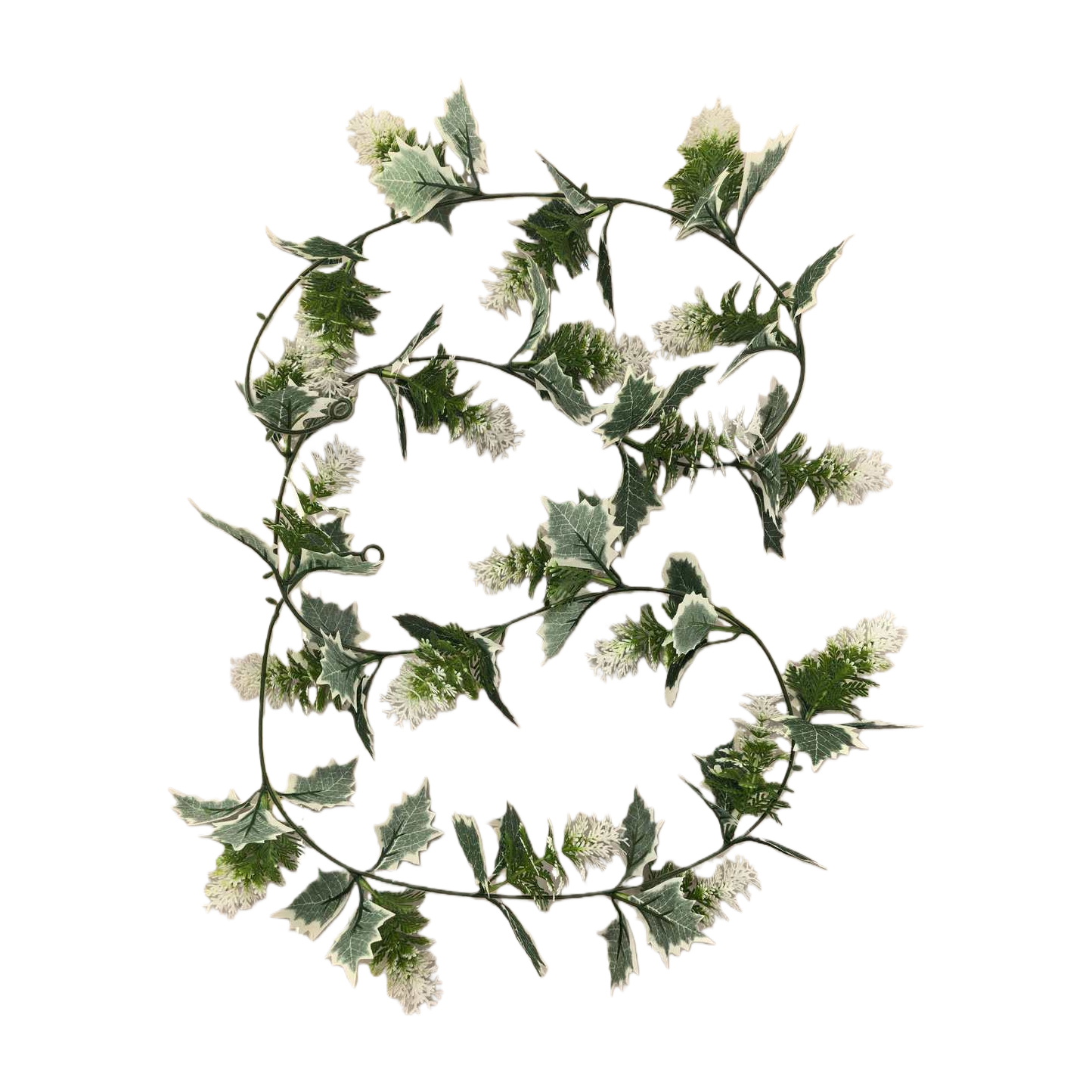 Artificial vine, green vine wreath, white edge, green leaf, small white flower, rose, double petal, Christmas long wall, green plant, vine Item Picture