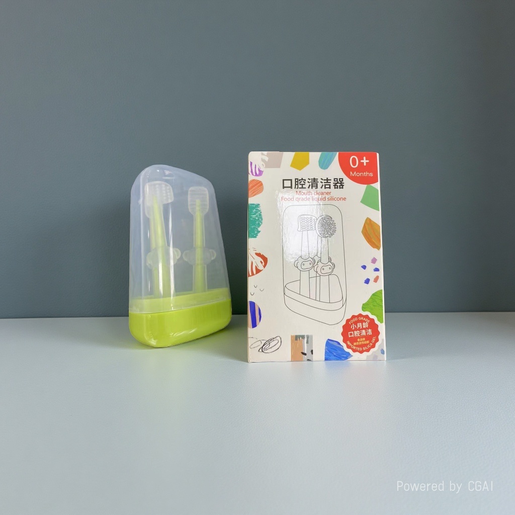 舌苔清洁器 绿色底座透明盒装口腔清洁工具
