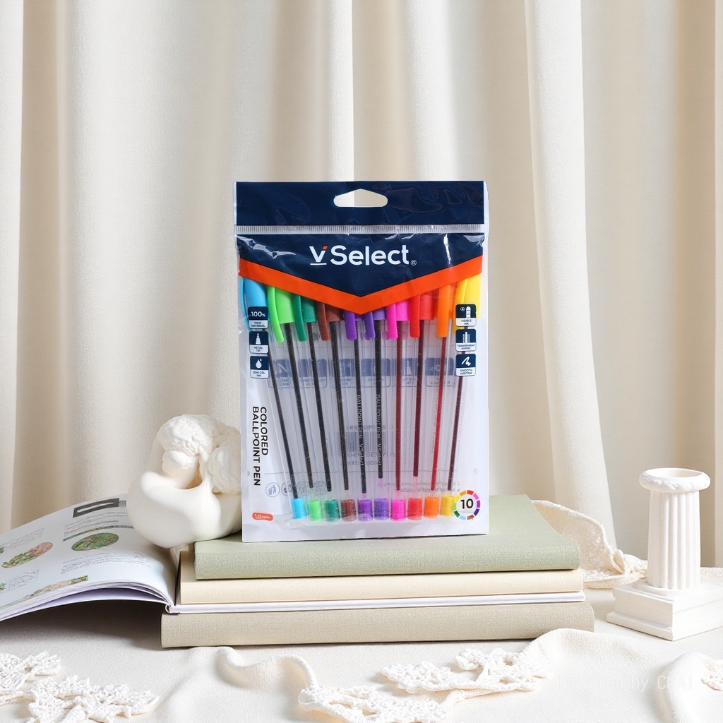 Multi-color ballpoint pens, single 10-color 0.7mm, 1 pen per card, for foreign trade, minimum order quantity: one box. 131513744 Specification image