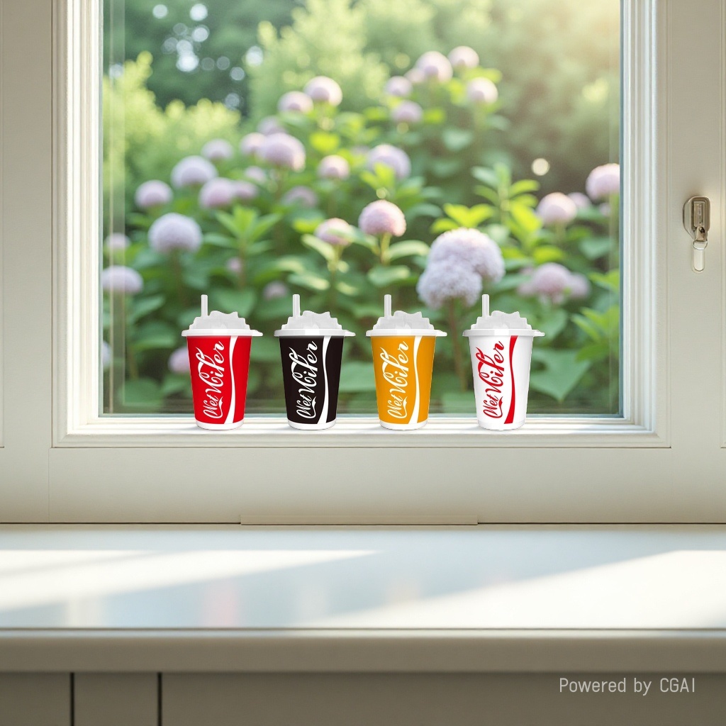 COLA milk tea cups with red, black, yellow and white backgrounds and wet wipes Application Scenario