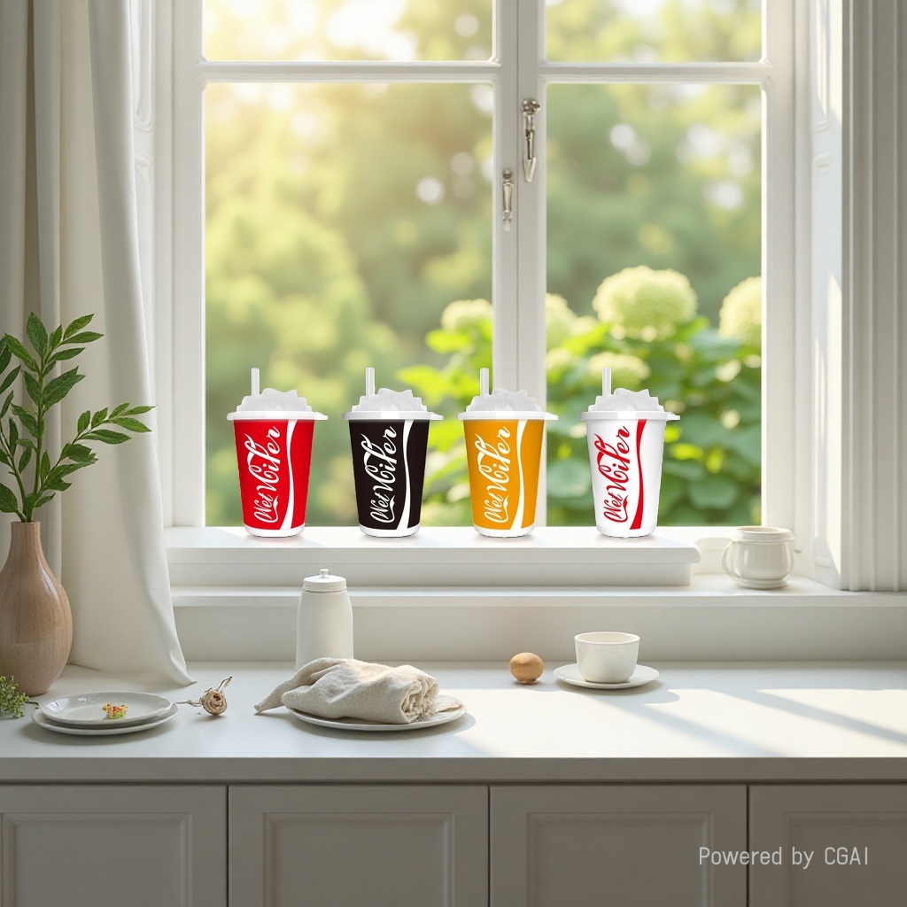 COLA milk tea cups with red, black, yellow and white backgrounds and wet wipes Specification image
