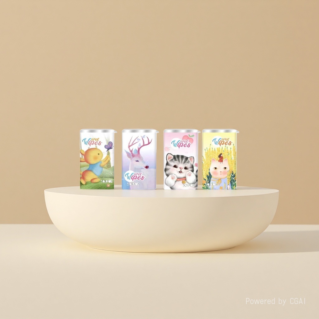 黄兔麋鹿花园猫咪方罐湿纸巾
