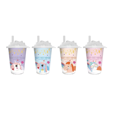 Violeta claro azul claro melocotón claro rosa claro unicornio tazas de té de leche toallitas de papel húmedas Item Picture