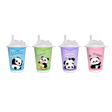 Blue, green, purple and pink base, little panda milk tea cup, wet wipes Item Picture