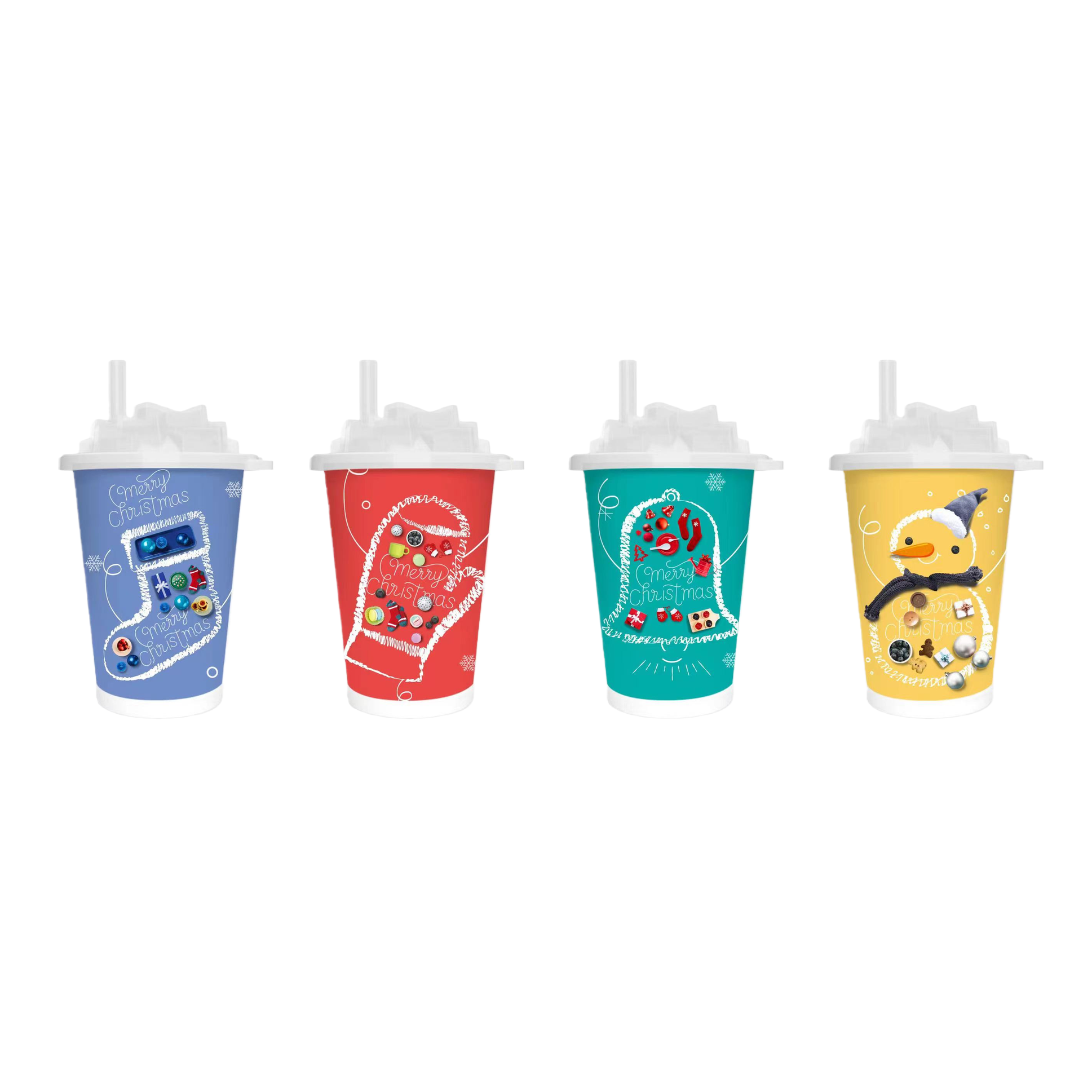 Medias azules fondo rojo guantes medias verdes fondo amarillo muñeco de nieve tazas de té de leche toallitas húmedas Item Picture