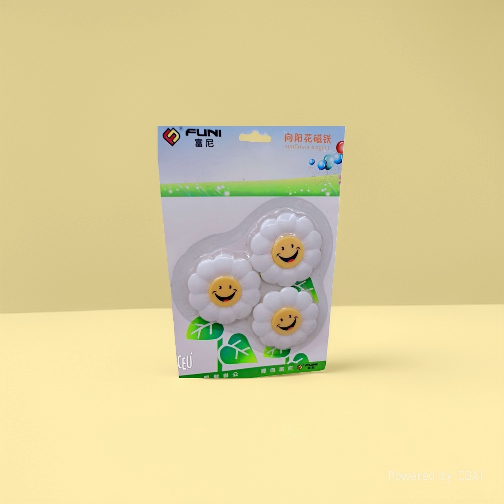 FUNI Sunflower Magnet Creative Stickers: Three smiling Sunflowers gilded landscape stickers Specification image