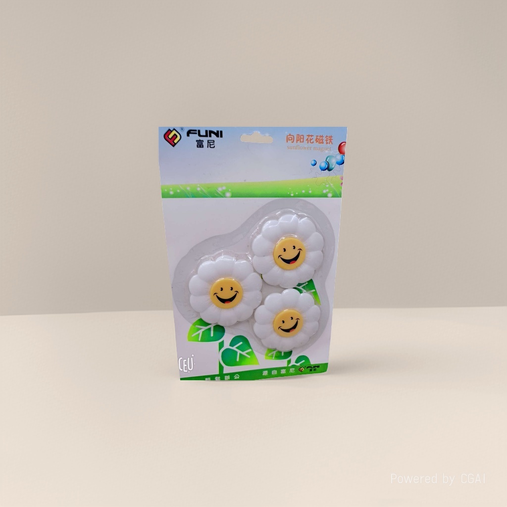 FUNI Sunflower Magnet Creative Stickers: Three smiling Sunflowers gilded landscape stickers Application Scenario