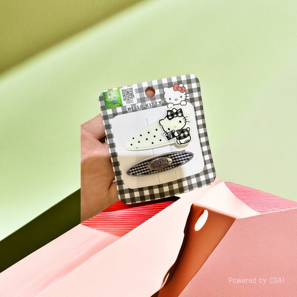 Black and white checkered packaging hair clip set, grab clip, hair pin, pearl jewelry details Picture