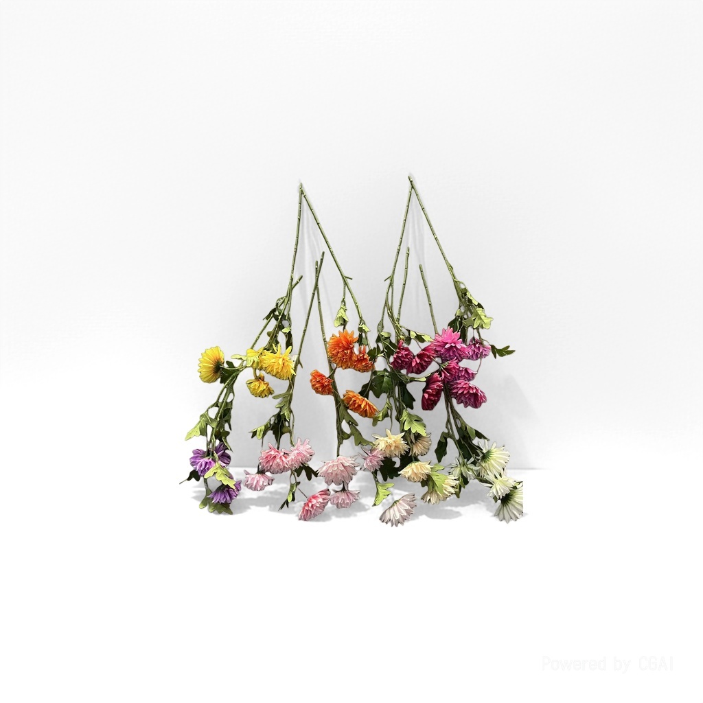 彩色钩织仿真菊花束 含百合泡沫人造花花朵