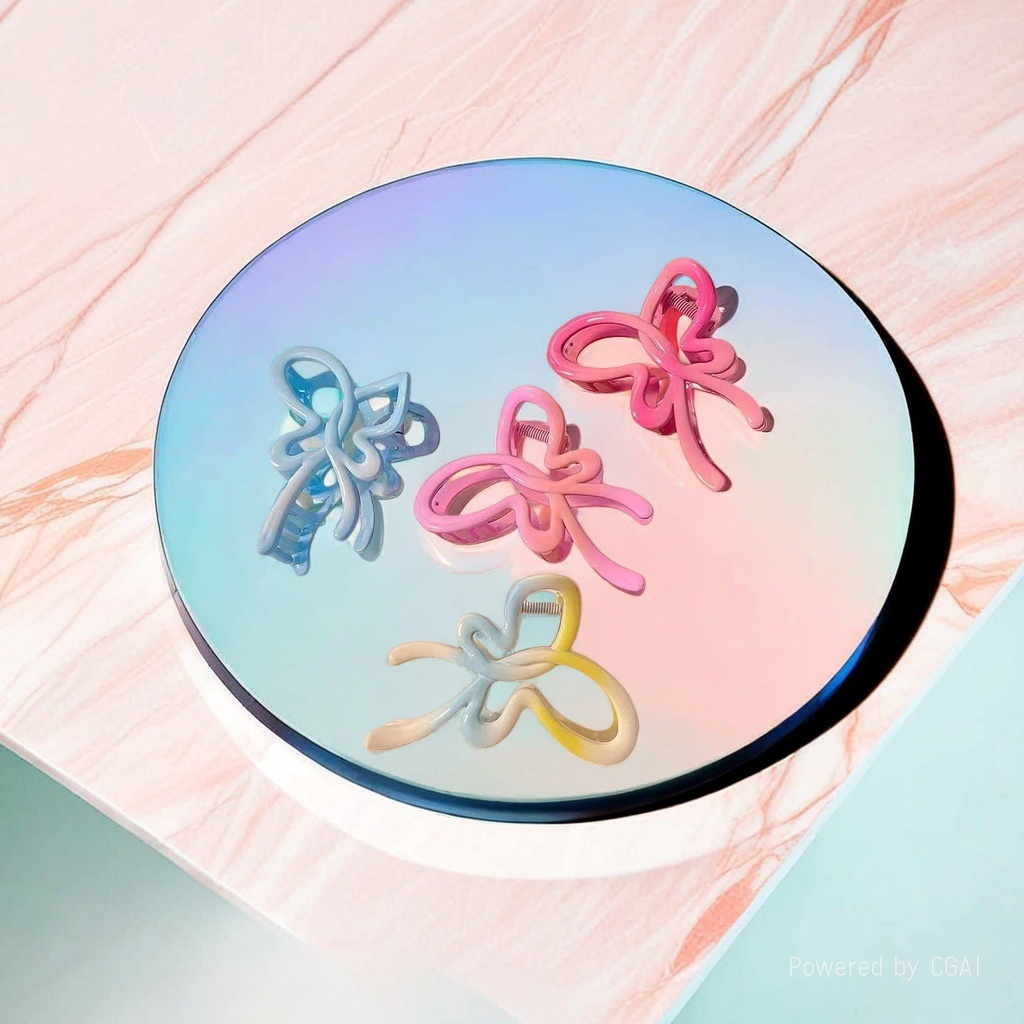 Colorful butterfly-shaped pearl grab clip hair clip accessory fashionable hair clip details Picture