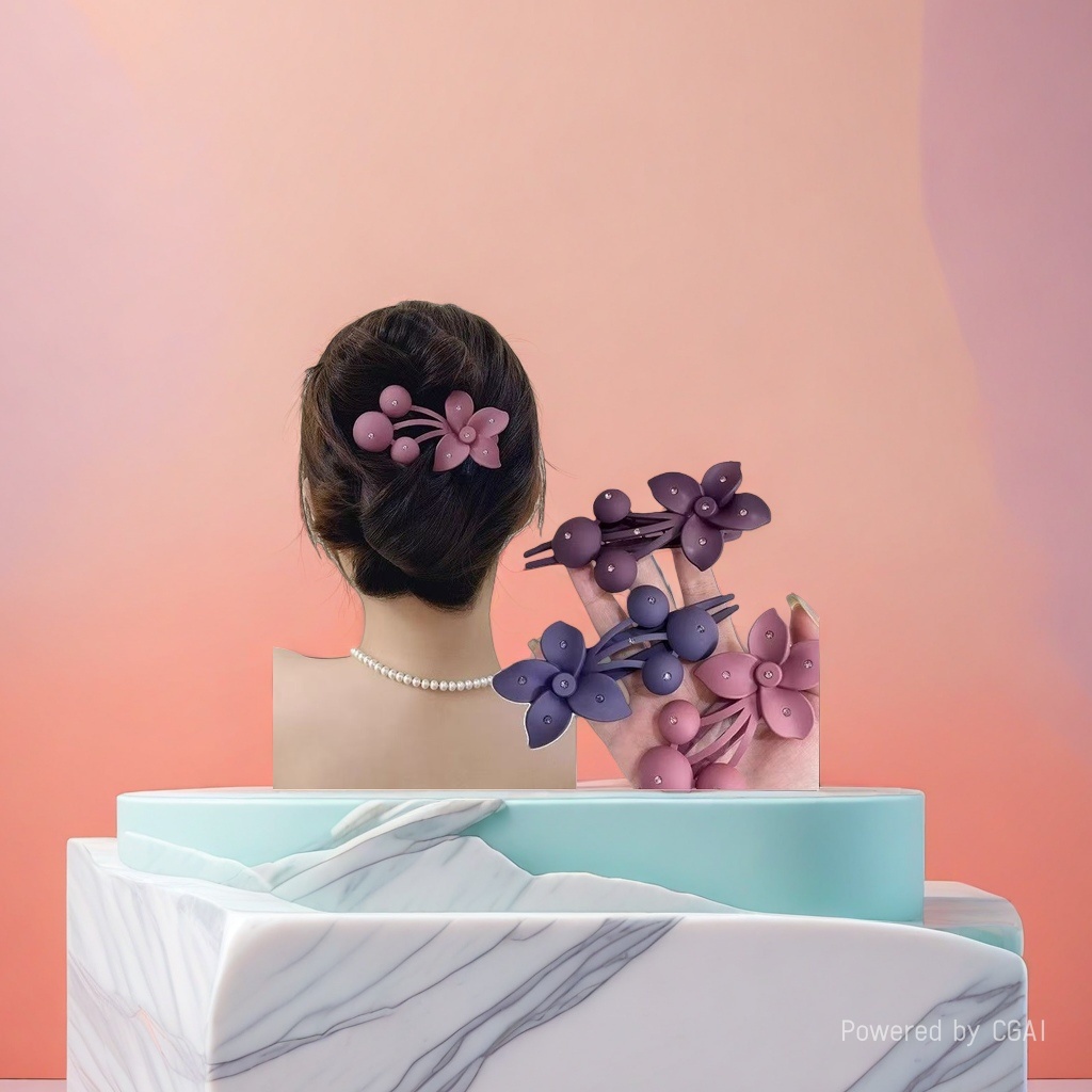 Korean high-end purple flower hairpin, shark clip, acrylic acetate gripper, Korean style Application Scenario