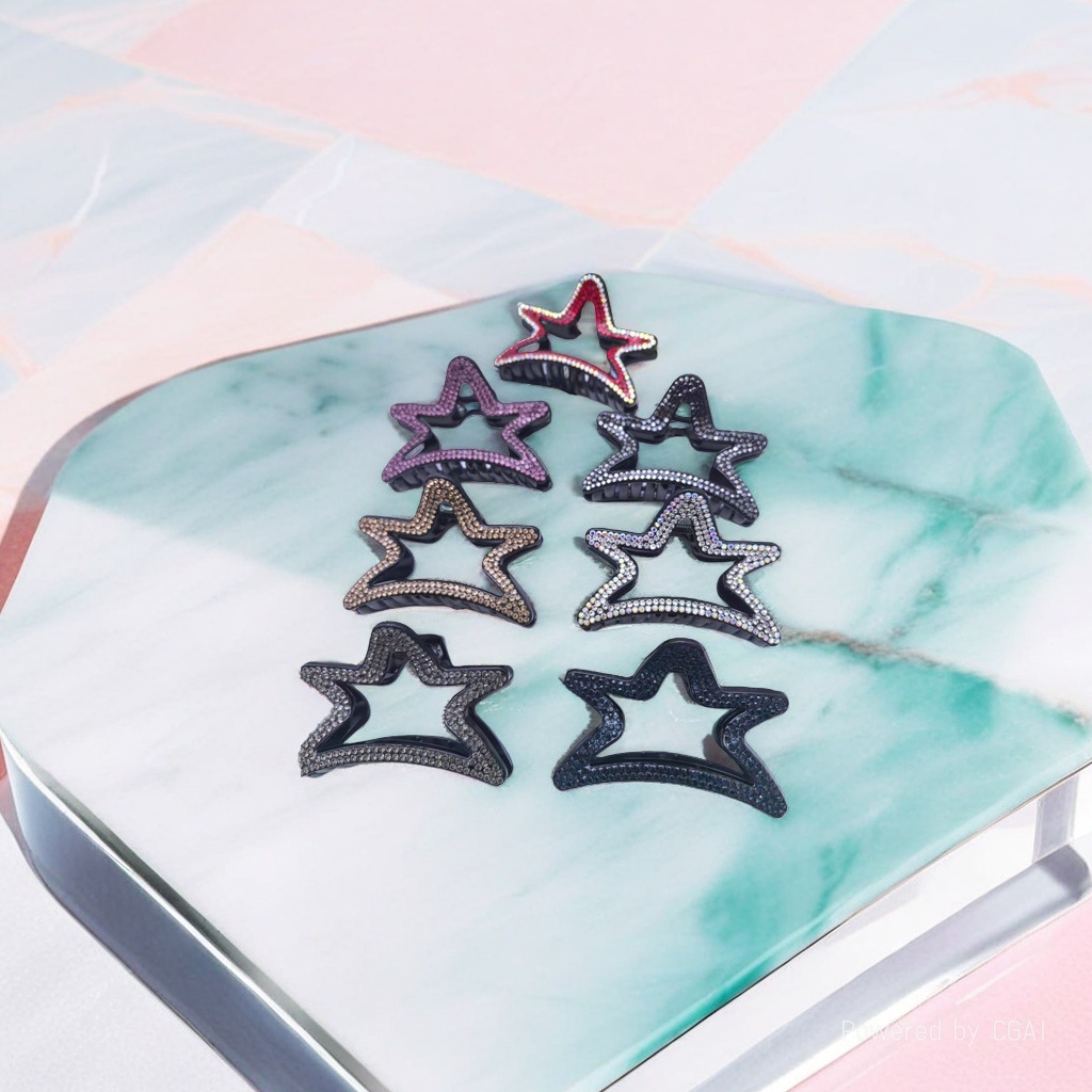 Colorful star-studded diamond-encrusted pearl grab clip hair clip accessory fashionable hair clip