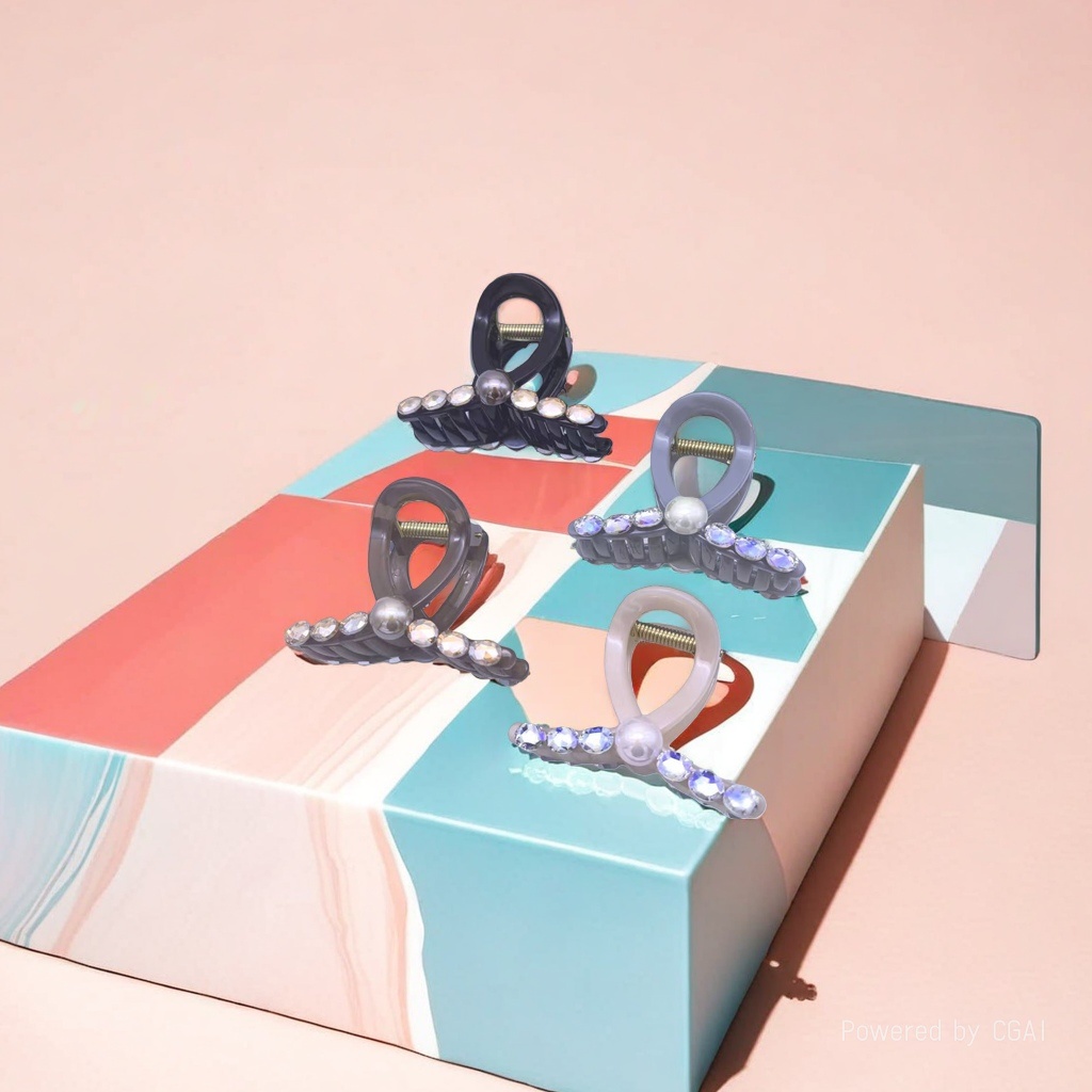 Pearl-inlaid colorful crystal grab hair accessory is versatile for daily gatherings details Picture