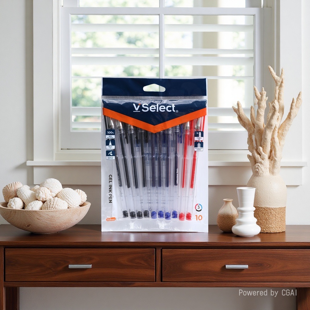 Three-color 0.5mm gel pens, 10 pieces per bag, exclusively for export. Minimum order quantity: one box details Picture