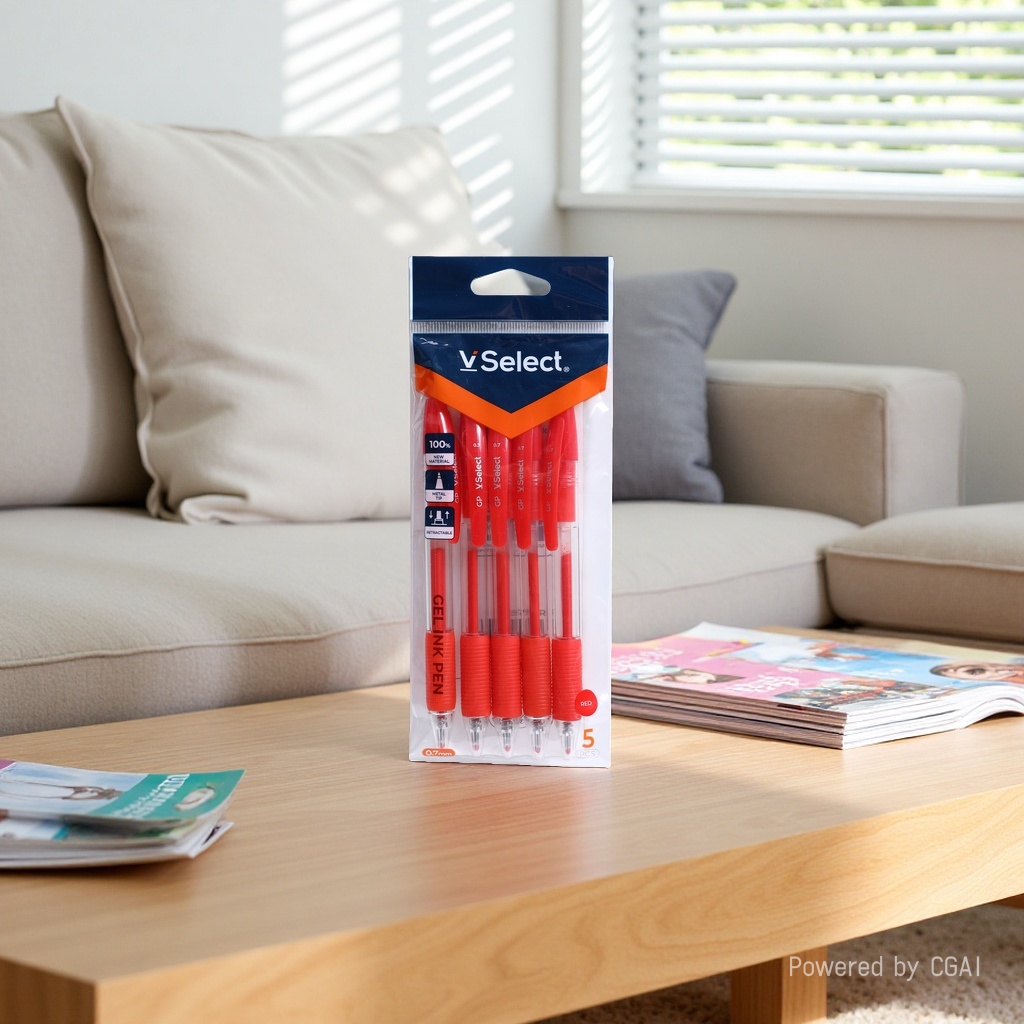 Red 0.7mm gel pens, 5 pieces per bag, exclusively for export. Minimum order quantity: one box Specification image