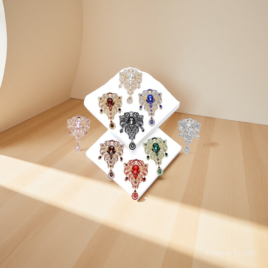 High-end, elegant and light luxury court pendant, large glass brooch, fashionable and elegant women's clothing, corsage accessory brooch undefined