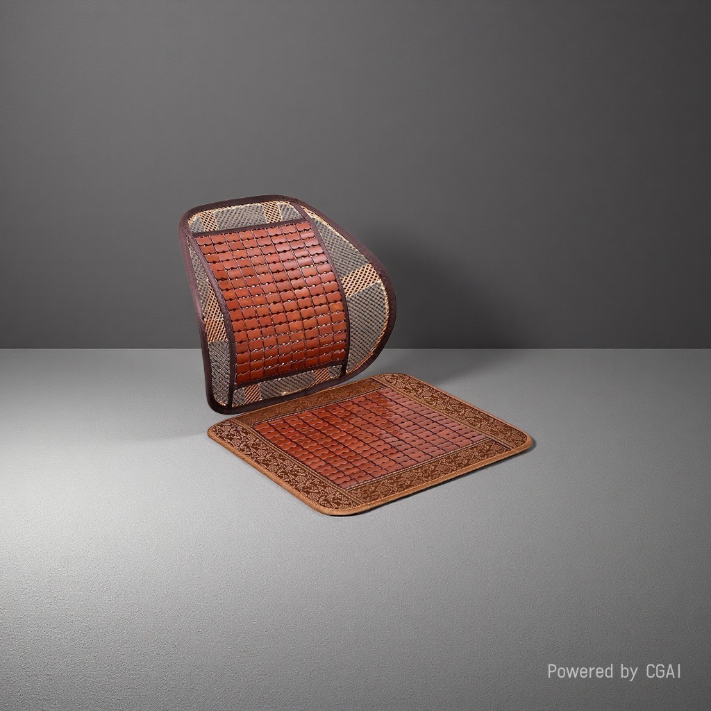 Brown bamboo seat cushion, backrest set, bamboo mat, single person, summer straw mat five-piece set Specification image