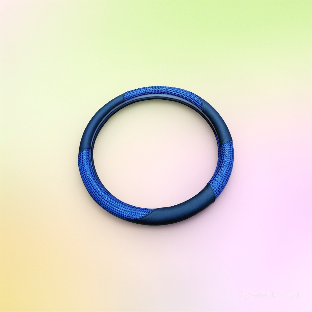 Blue mesh hand-sewn automotive steering wheel cover, specially designed for the Teramont details Picture