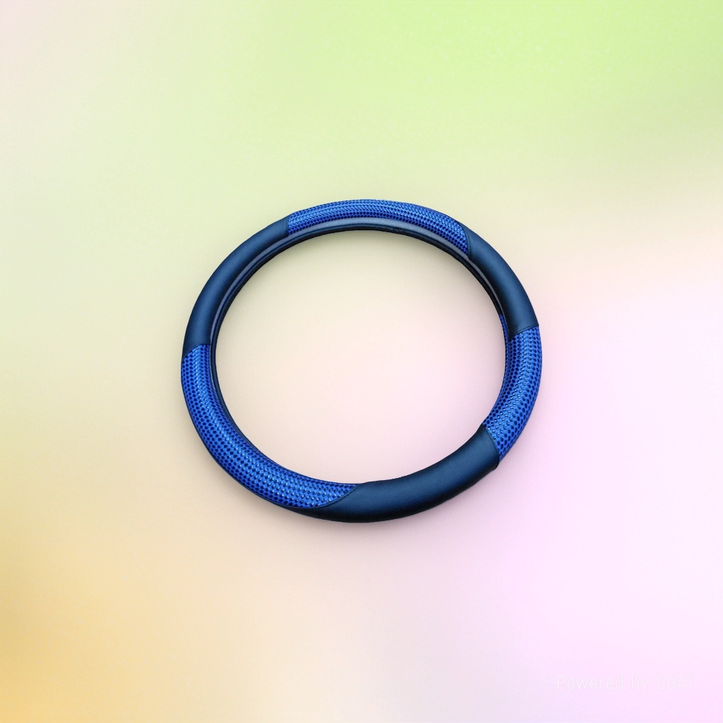 Blue mesh hand-sewn automotive steering wheel cover, specially designed for the Teramont Application Scenario