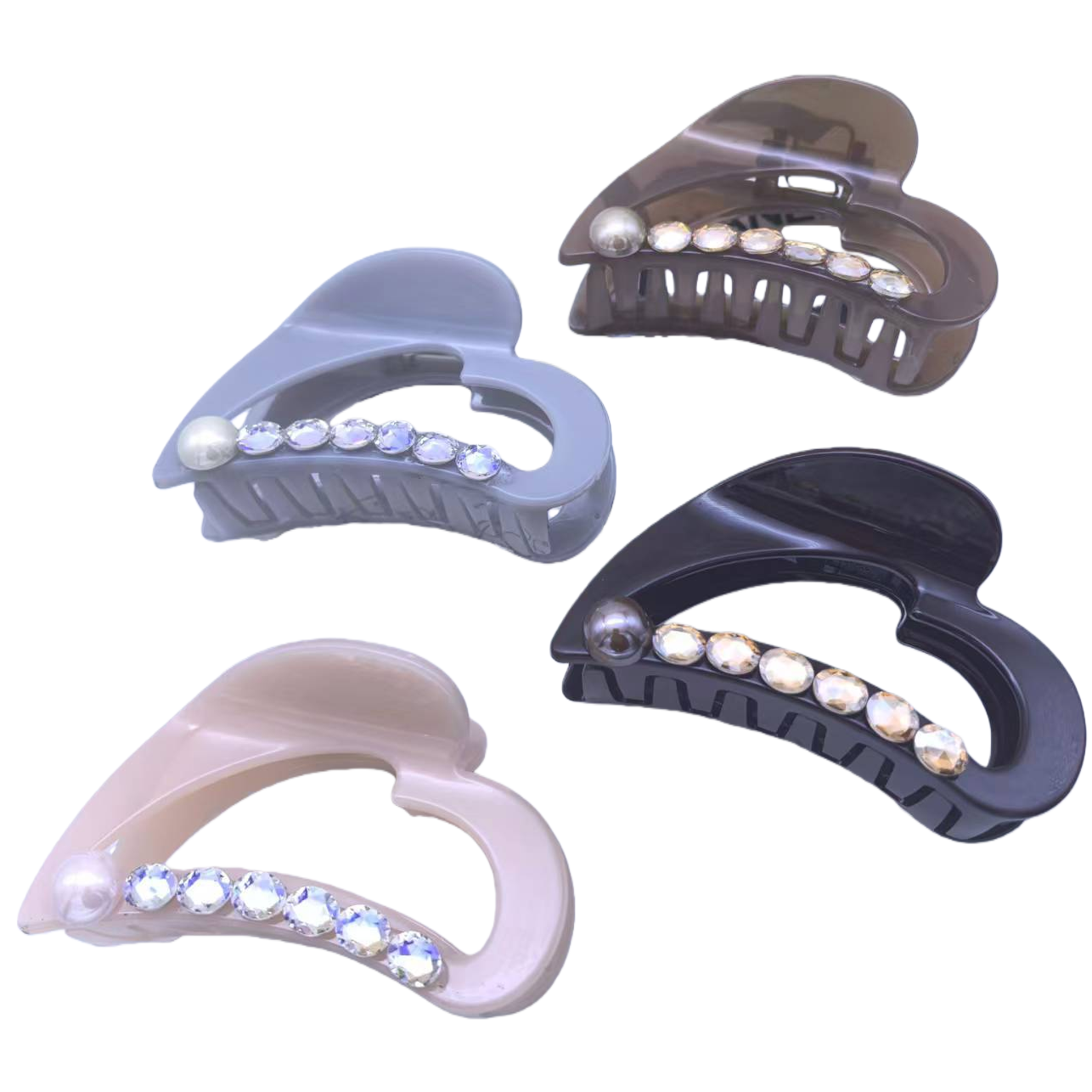 زخرفة شعر مشبك لؤلؤ ملونة على شكل قلب Item Picture